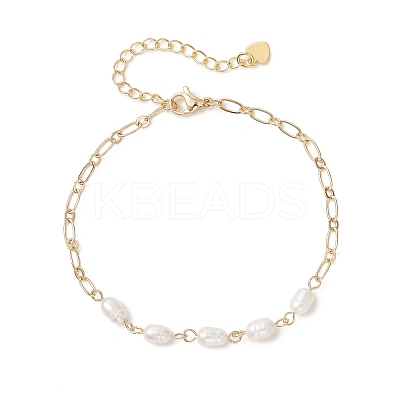 Natural Cultured Freshwater Pearl Beads Link Bracelets BJEW-JB13360-1