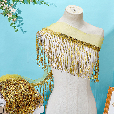 Polyester Tassel Lace Ribbon OCOR-WH0070-175E-1