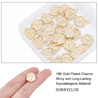 26 Pcs 26 Letters Alloy Pendants FIND-SC0001-42G-1