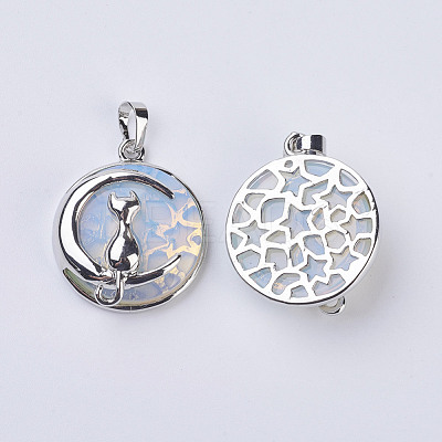 Opalite Kitten Pendants G-K234-D16-1