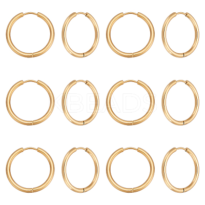 12Pairs 304 Stainless Steel Huggie Hoop Earrings EJEW-UN0003-14-1
