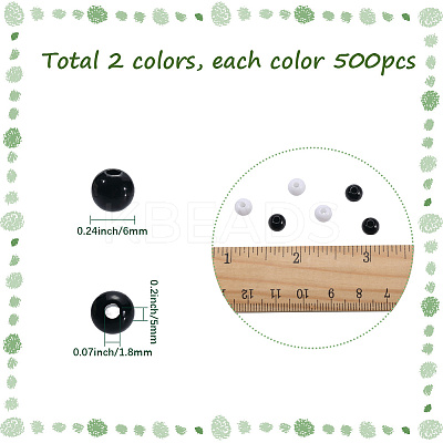 1000Pcs 2 Colors Opaque Acrylic Beads MACR-SP0001-81A-1
