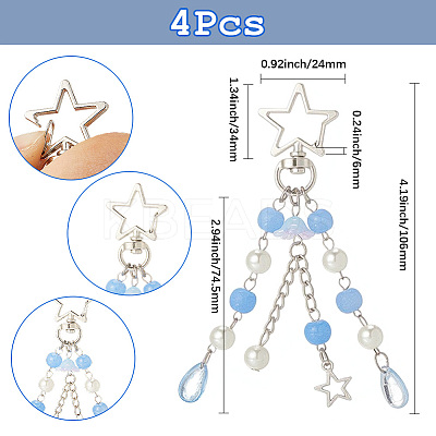 4Pcs Acrylic & ABS Plastic Pearl Jellyfish Pendant Decorations KEYC-SP0001-32B-1