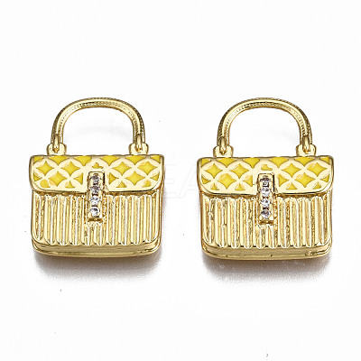 Brass Micro Pave Cubic Zirconia Enamel Pendants ZIRC-Q200-020D-NF-1