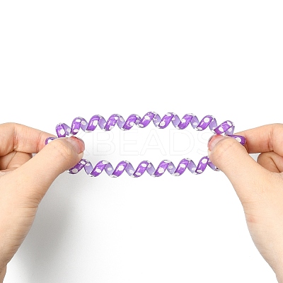 Printed Plastic Telephone Cord Elastic Hair Ties OHAR-R111-13-1