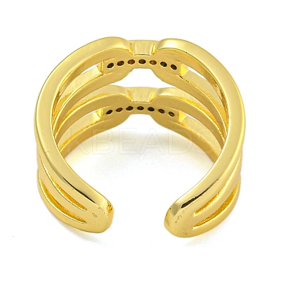 Rack Plating Brass Micro Pave Cubic Zirconia Cuff Rings for Women RJEW-I107-07G-1