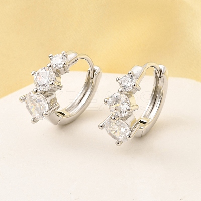 Brass Micro Pave Clear Cubic Zirconia Hoop Earrings EJEW-Z121-06P-1