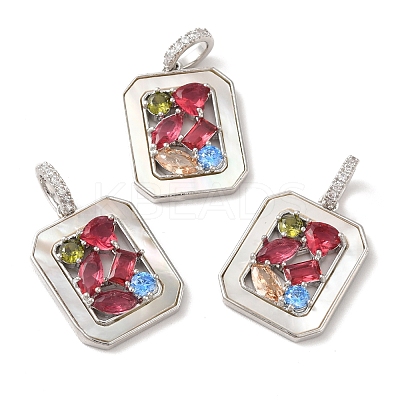 Brass Micro Pave Cubic Zirconia Pendants KK-I703-07P-1