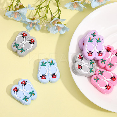 8Pcs 4 Colors Food Grade Eco-Friendly Silicone Focal Beads SIL-CA0002-16-1