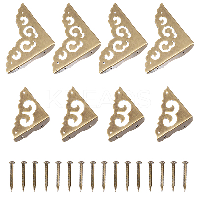 8 Sets 2 Styles Triangle Brass Corner Protectors KK-GL0001-04-1