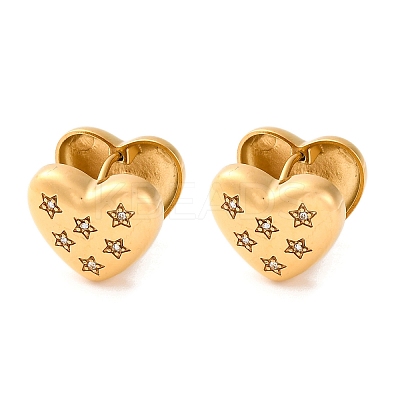 PVD Vacuum Plating 304 Stainless Steel Clear Cubic Zirconia Hoop Earrings for Women EJEW-Z076-02G-05-1