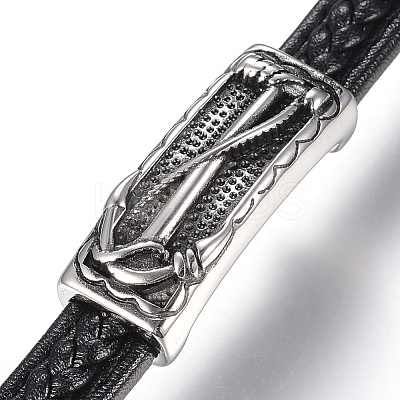 Men's Braided Leather Cord Bracelets BJEW-H559-06-1