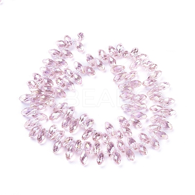 Electroplate Glass Faceted Teardrop Beads Strands EGLA-D014-15-1