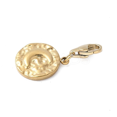 304 Stainless Steel Flat Round with Moon Pendant Decoration STAS-S165-11G-1