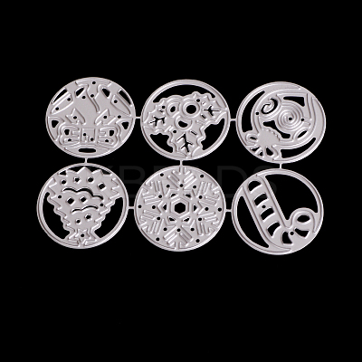 Flat Round Frame Carbon Steel Cutting Dies Stencils X-DIY-F036-36-1
