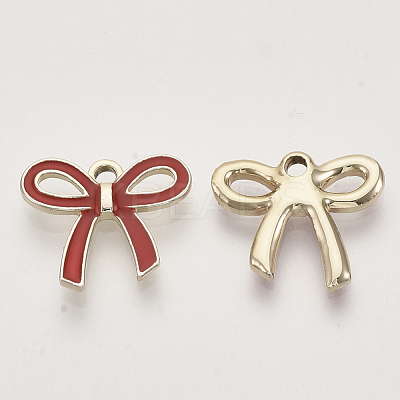 Light Gold Plated Alloy Pendants X-ENAM-T009-40B-1