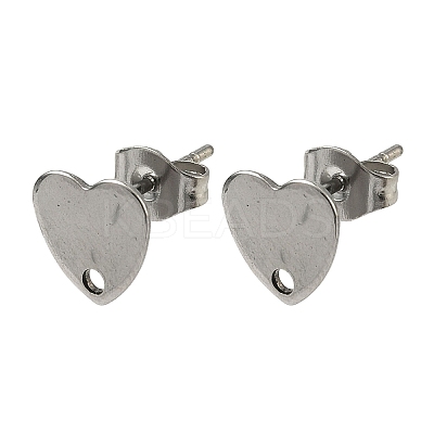 Non-Tarnish 304 Stainless Steel Heart Stud Earring Findings X-STAS-R063-37-1