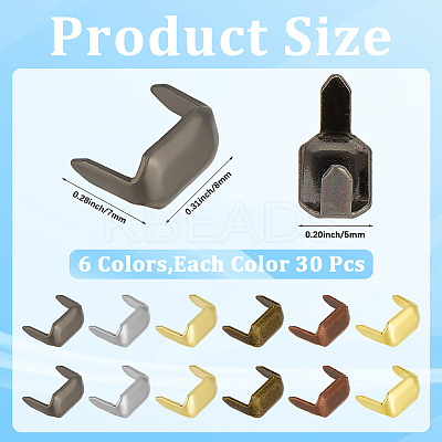 180Pcs 6 Colors Rectangle Brass Belt Loop Fastener KK-CY0001-11-1