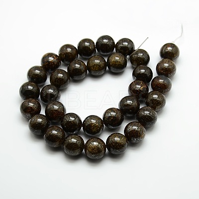 Round Natural Bronzite Beads Strands G-P059B-01-1
