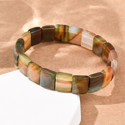 Dyed & Heated Natural Banded Agate Faceted Beaded Stretch Bracelets for Women BJEW-K251-08D-1