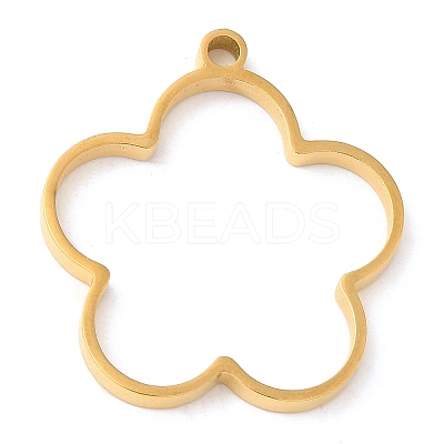 304 Stainless Steel Open Back Bezel Flower Pendants STAS-Z040-13G-1