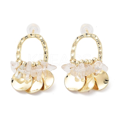 Natural Quartz Cluster Stud Earrings EJEW-P256-52G-1