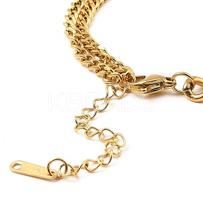 Cubic Zirconia Rectangle Link Bracelet with 304 Stainless Steel Curb Chains BJEW-Z015-01G-1