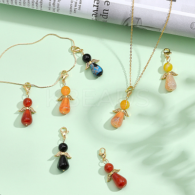 12Pcs 3 Styles Natural Agate Alloy Pendant Decorations HJEW-CA0001-31-1