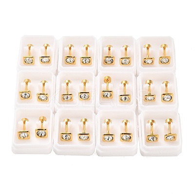 Square Crystal Rhinestone Ear Fake Plugs EJEW-H105-21G-A-1