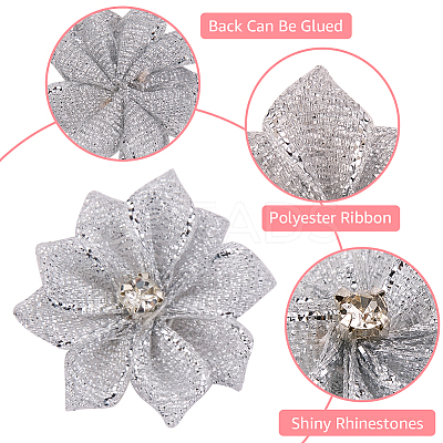 Polyester Rhinestones Flower for Ornament Appliques DIY Wedding FIND-WH20001-76C-1