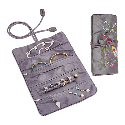 2Pcs Retro Rectangle Silk Zipper Roll Pouches ABAG-GO0001-02A-1