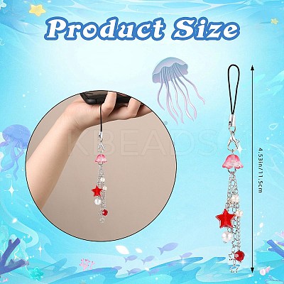 Glass & Acrylic Mobile Straps HJEW-SW00079-06-1