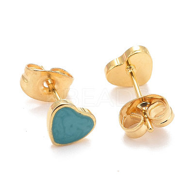 304 Stainless Steel Enamel Stud Earrings EJEW-B009-12G-1
