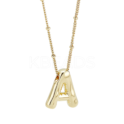 1pc Brass Chain with Alloy Letter Pendants Necklaces NJEW-LP0001-41A-G-1