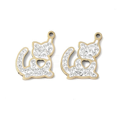 201 Stainless Steel Rhinestone Pendants STAS-V005-05G-01-1