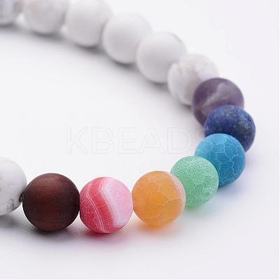 Natural Howlite & Gemstone Beads Stretch Bracelets BJEW-JB02510-02-1
