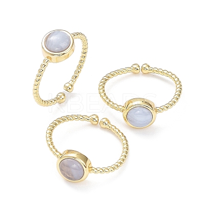Natural Blue Lace Agate Cuff Rings RJEW-E074-01G-05-1