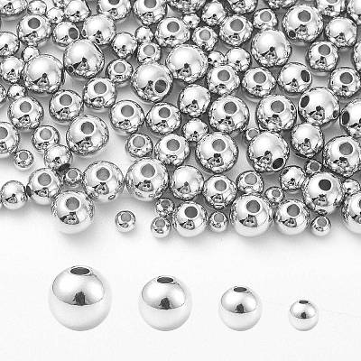 200Pcs 4 Styles Rack Plating and PVD Vacuum Plating Brass Round Spacer Beads KK-CJ0001-91-1