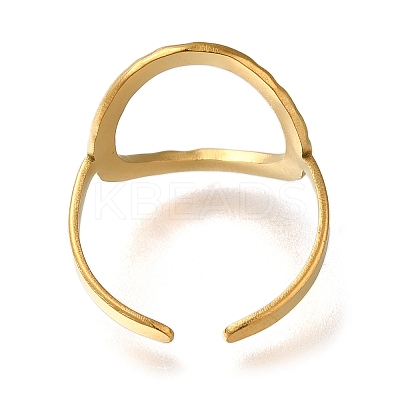 Hollow Oval 304 Stainless Steel Open Cuff Ring for Women RJEW-F161-02G-20-1