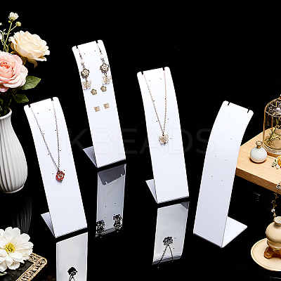 Desktop Acrylic Slant Back Single Necklace Display Stands ODIS-WH0025-234A-1