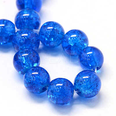 Baking Paint Transparent Crackle Glass Round Bead Strands DGLA-Q018-10mm-69-1