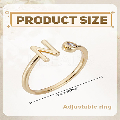 1Pc Brass Micro Pave Clear Cubic Zirconia Open Cuff Rings for Women RJEW-LP0002-37N-1