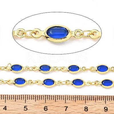Brass Glass Oval Link Chains CHC-R001-02G-05-1