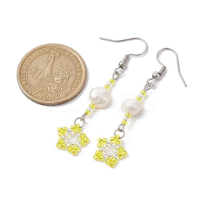 Natural Pearl Dangle Earrings EJEW-MZ00120-01-1