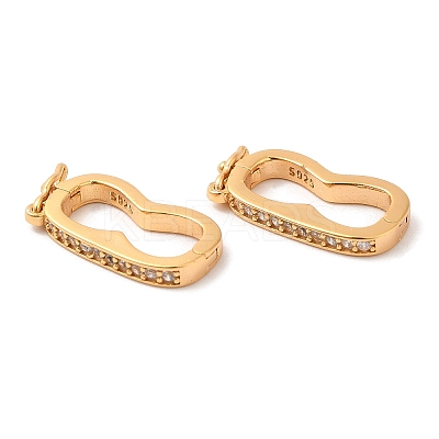 Platinum Plated 925 Sterling Silver Rhinestone Twister Clasps STER-N014-18G-1