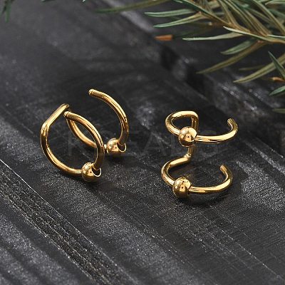 304 Stainless Steel 2 Line Round Clip on Nose Rings AJEW-A062-02G-1