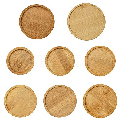 8Pcs 8 Styles Bamboo Round Plant Saucer AJEW-CJ0001-29-1