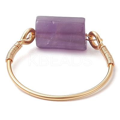 Column Natural Aquamarine & Rose Quartz & Lapis Lazuli & Labradorite & Amethyst Finger Rings RJEW-JR00817-1