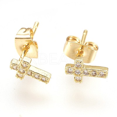Brass Ear Studs EJEW-P157-06G-NR-1