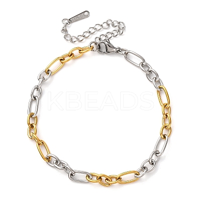 304 Stainless Steel Figaro Chains Bracelets BJEW-K284-03D-GP-1